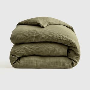 QUINCE Organic Airy Gauze Duvet Cover Full/Queen Olive 6689